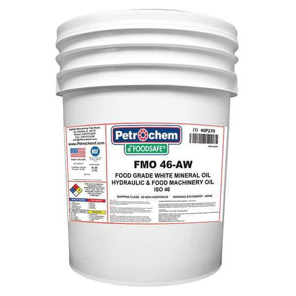 Petrochem 5 gal Pail, Hydraulic Oil, 46 ISO Viscosity, 20 SAE FOODSAFE FMO 46-005