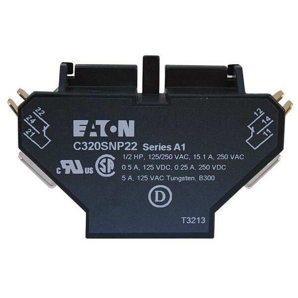 Eaton Cutler-Hammer Aux Contact Block,2NO/2NC,10A C320SNP22