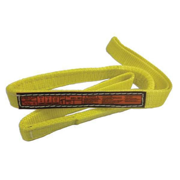 Synthetic Web Sling, Type 3, 12 ft L, 1 in W, Nylon, Yellow