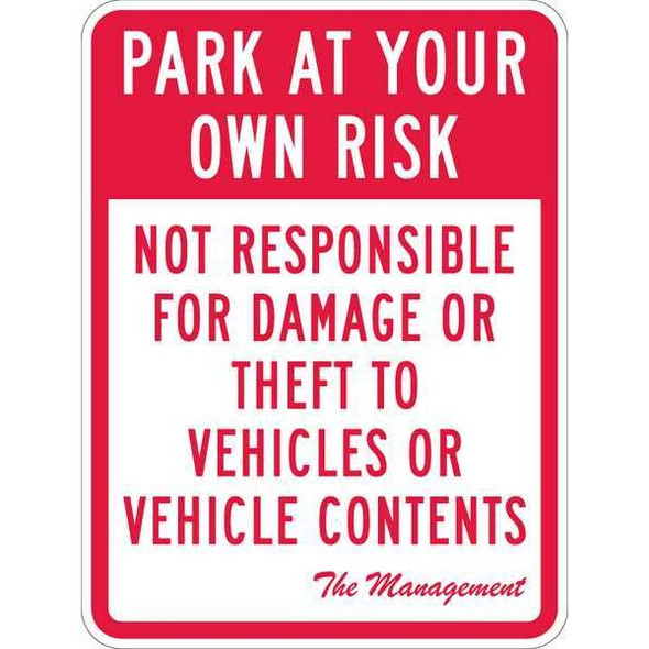 Lyle Parking Lot Damage Advisory Sign,24"x18, T1-1066-HI_18x24 T1-1066-HI_18x24