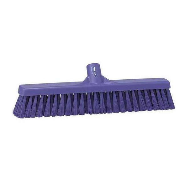 16 in Sweep Face Broom Head, Soft/Stiff Combination, Synthetic, Purple