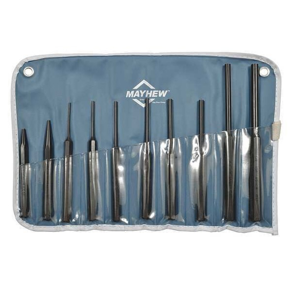 Mayhew Drive Pin Punch Set,10 Pieces,Steel 62077