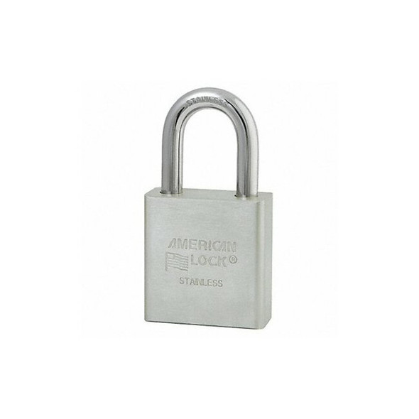 American Lock Keyed Padlock, 3/4 in,Rectangle,Silver A5400KA