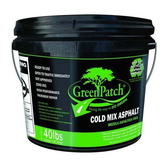 Greenpatch Cold Patch, Pail, Black, Cold Mix Asphalt GP40P