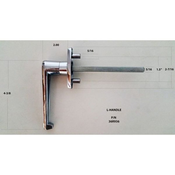American Garage Door Supply Outside L Handle,Chrome,5-16 x 4-1-2 In LDLH516