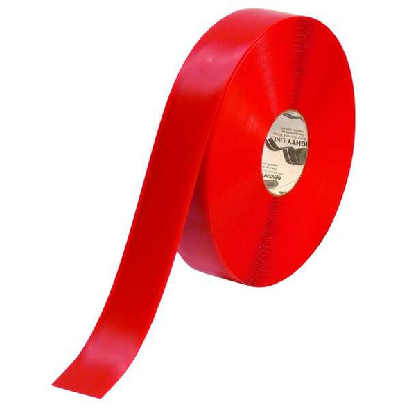 Mighty Line Floor Marking Tape, vinyl, Solid, Red, 2 in W., 55 mil Thickness 2RR