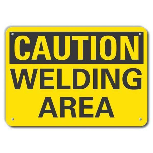 Caution Sign, 10 in Height, 14 in Width, Aluminum, Horizontal Rectangle, English
