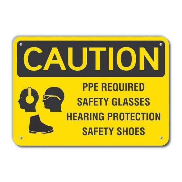 Caution Sign,Recycled Aluminum,10 in. H, LCU3-0186-RA_14x10