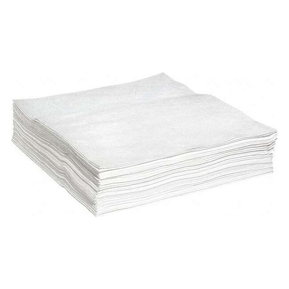 Spilltech Sorbent Pad, 52 gal, 30 in x 30 in, Oil, White, Polypropylene WPK50H