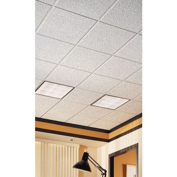 Armstrong Designer Ceiling Tile, 24 in W x 24 in L, Angled Tegular, 15/16 in Grid Size, 16 PK 737C