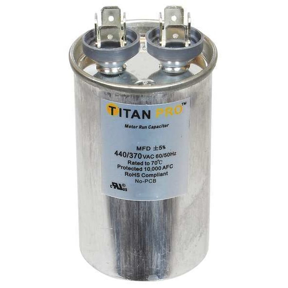Titan Pro Motor Run Capacitor,15 MFD,3-1/16 In. H TRCF15