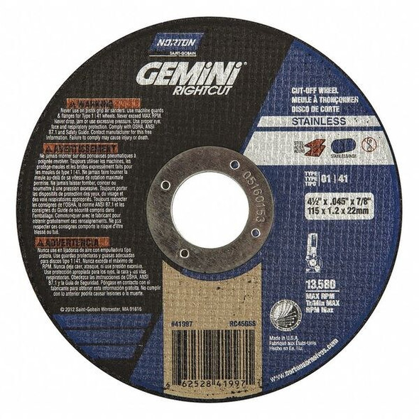 Norton Abrasives Abrasive Cut-Off Wheel,Type 41,Grit 36 66252841997