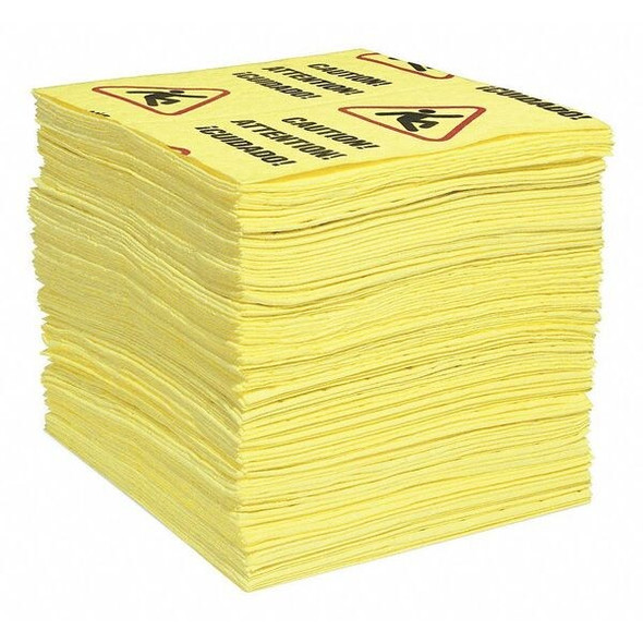 Sorbent Pad, 24 gal, 15 in x 19 in, Universal, Yellow, 100 PK
