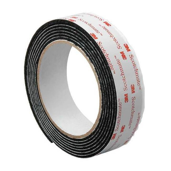 3m Reclosable Fastener, Rubber Adhesive, 15 ft, 1 in W, Black 1-5-SJ3527N