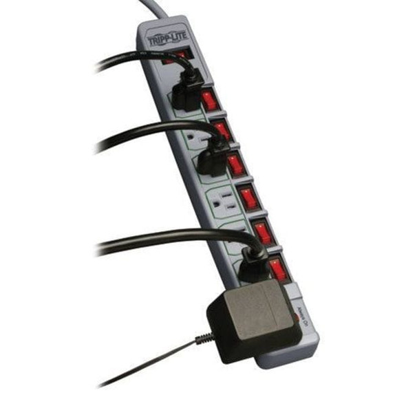 Tripp Lite Outlet Strip, Surge, 7 5-15R, 5-15P, 6 ft., Gray TLP76MSG