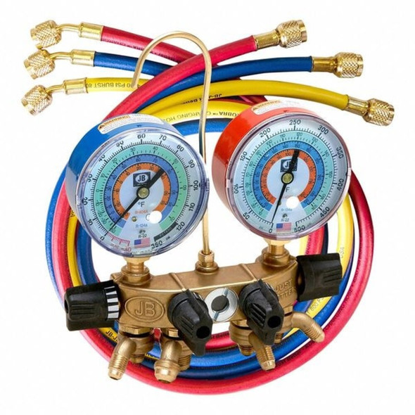 Jb Industries Manifold Gauge, 4-Valve 26133