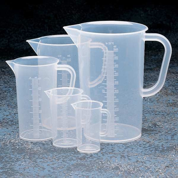 Beaker, Polypropylene, Low Form with Handle, 1 L / 33.81 fl oz Capacity, Not Rated Not Applicable