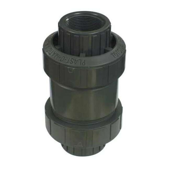 Check Valve, CKS Series, 2 in, FNPT x Socket, Inline Disc, PVC Body, Viton Seal
