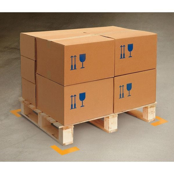 Mighty Line Floor Marking Tape, vinyl, Solid, Yellow, 2 in W., 55 mil Thickness, 100 PK ANGLEY