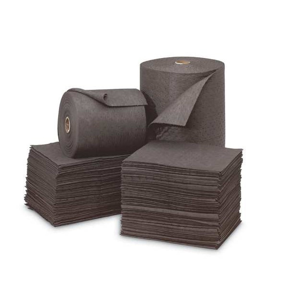 Brady Sorbent Roll, 37 gal, 30 in x 150 ft, Universal, Gray, Polypropylene UXT30DP