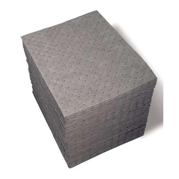 Brady Sorbent Pad, 19 gal, 15 in x 19 in, Universal, Gray, 100 PK UXT100