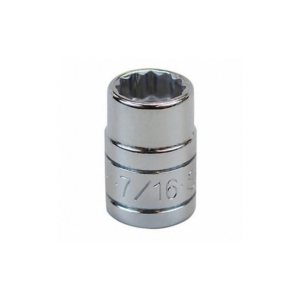 3/8 " Drive, 7/16" SAE, Socket, 12 Points,   Chrome, 7/16 in