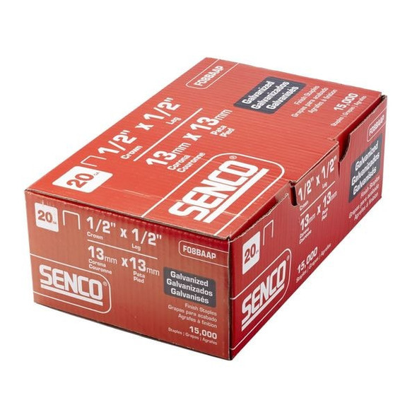 Senco Staples,20 ga.,1/2 in. L,PK15000 F08BAAP