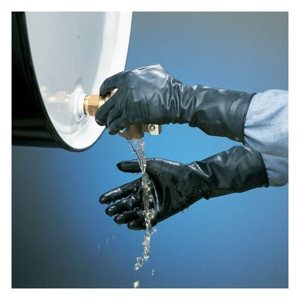 North Chemical Resistant Gloves, Butyl, 14 in L, 7 mil, Black, L, 1 PR B074GI/L