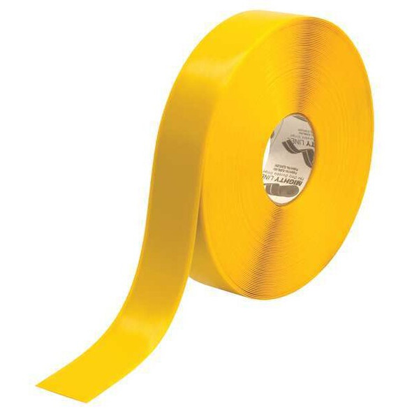 Floor Marking Tape, vinyl, No Legend, Yellow, 2 in W., 55 mil Thickness