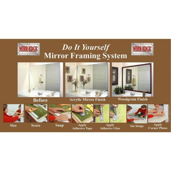 Mirredge Strips, 36 in L, 1 1-2 in W, 1-8 in H, Mirror 15236