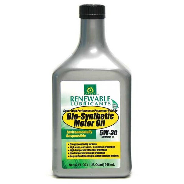 Renewable Lubricants Engine Oil, 5W-30, Bio-Synthetic, 1 Qt. 85121