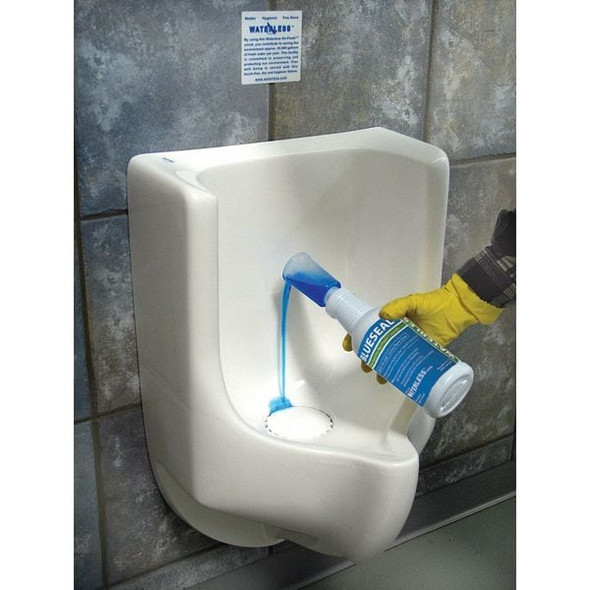 Waterless No-Flush Urinal Waterless Urinal Sealant, Ready To Use, 1 qt, Liquid, Blue 1114