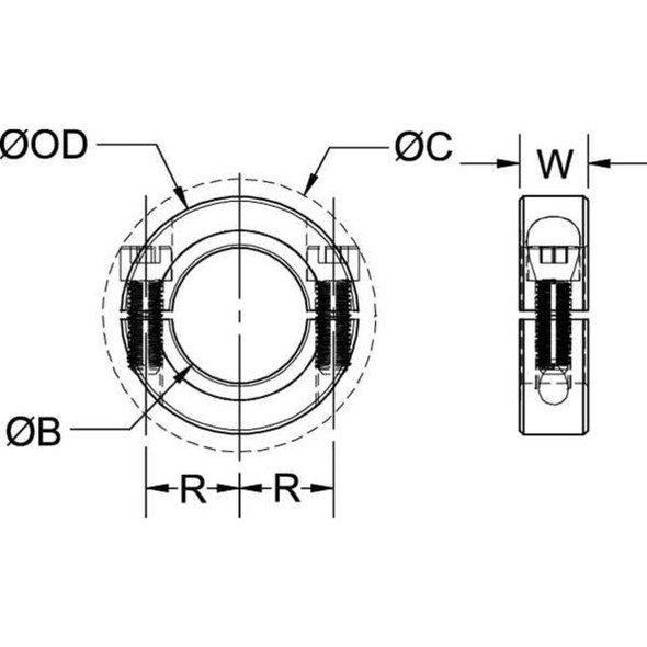 Ruland Shaft Collar,Clamp,2Pc,7-8 In,Alum SP-14-A