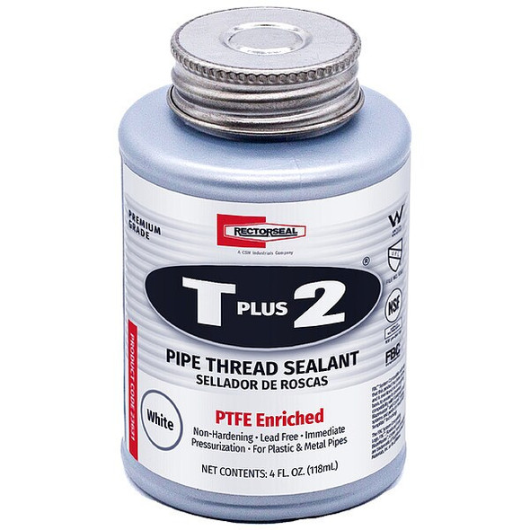 Pipe Thread Sealant 4.8 fl oz, Brush-Top Can, T Plus 2, White, Paste