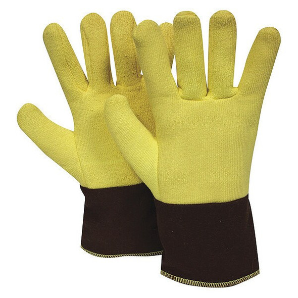 Thermal Gloves, Terry Cloth/Kevlar(R), 600 Degrees F Max Temp., Yellow, L, 1 PR
