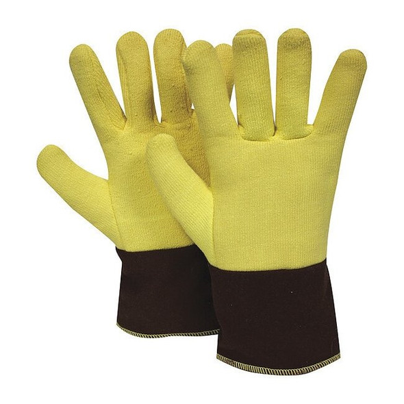 Thermal Gloves, Terry Cloth/Kevlar(R), 600 Degrees F Max Temp., Yellow, L, 1 PR