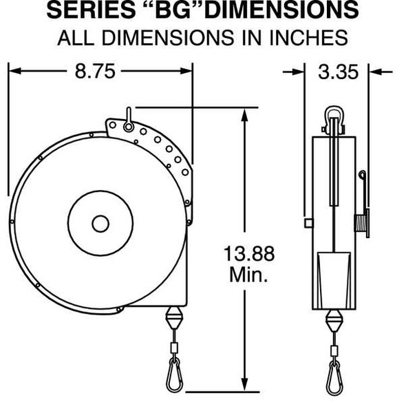 Hubbell Tool Balancer,8 ft L,Galvanized Steel BG-20-L