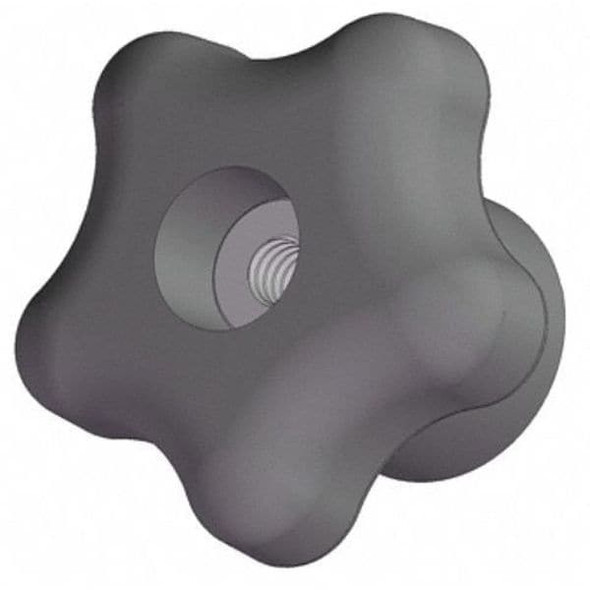 Star Knob, 1/4-20 Thread Size, 1"L, Thru Tap, Steel