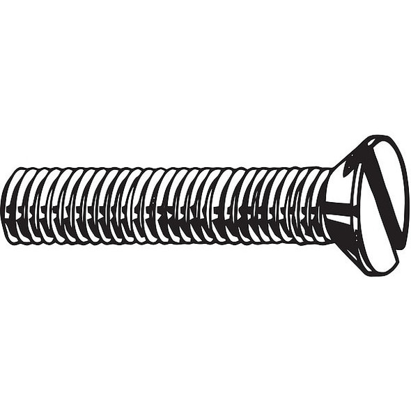 M5-0.80 x 12 mm Slotted Flat Machine Screw, Plain 18-8 Stainless Steel, 100 PK