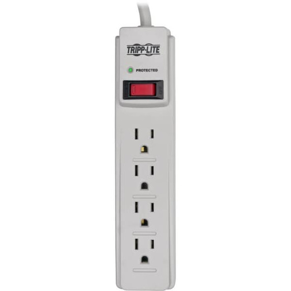 Tripp Lite Outlet Strip, Surge, 4 5-15R, 5-15P, 4 ft., Light Gray TLP404