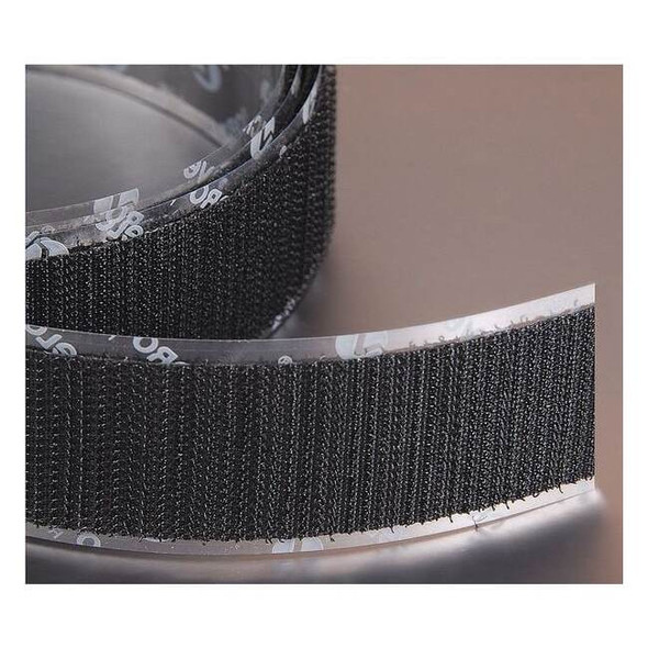 Reclosable Fastener, Acrylic Adhesive, 75 ft, 1-1/2 in W, Black