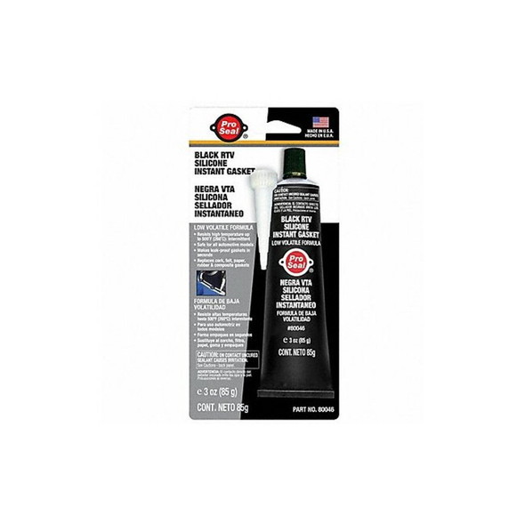 Oil-Resistant RTV Gasket Maker, 3 oz, Black, Temp Range -75 to 500 Degrees F