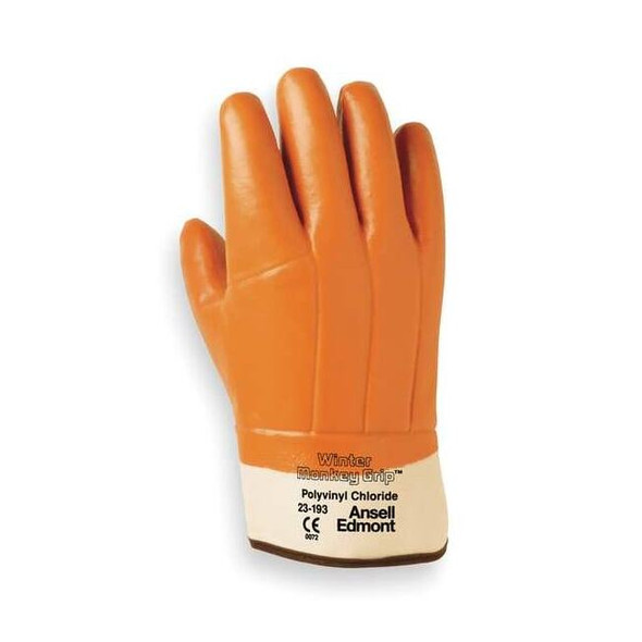 Ansell Cold Protection Gloves, PVC Palm, Foam Lining, Tan, 10 23-193