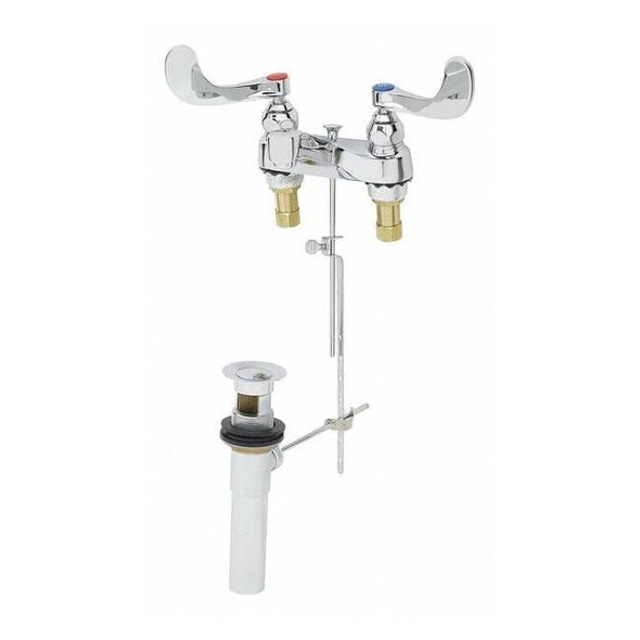 T&s Brass Bathroom Faucet Standard Spout, Chrome, 2 Holes, Blade Handle B-0891