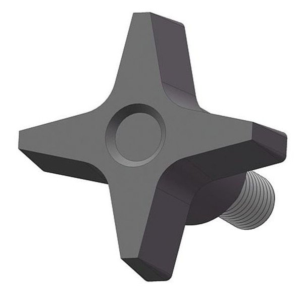 Four Prong Knob with Screw, 5/16-18 Thread Size, 1"L, Steel