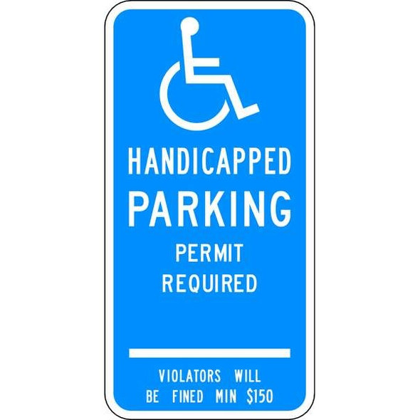 Lyle Handicap Parking Sign, 12" W, 24" H, English, Aluminum, Blue HC-CT01S-12HA