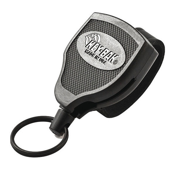 Key-Bak Key Reel, Split Ring Type, 1 1/4 in Ring Size, Black S48-SDLEK