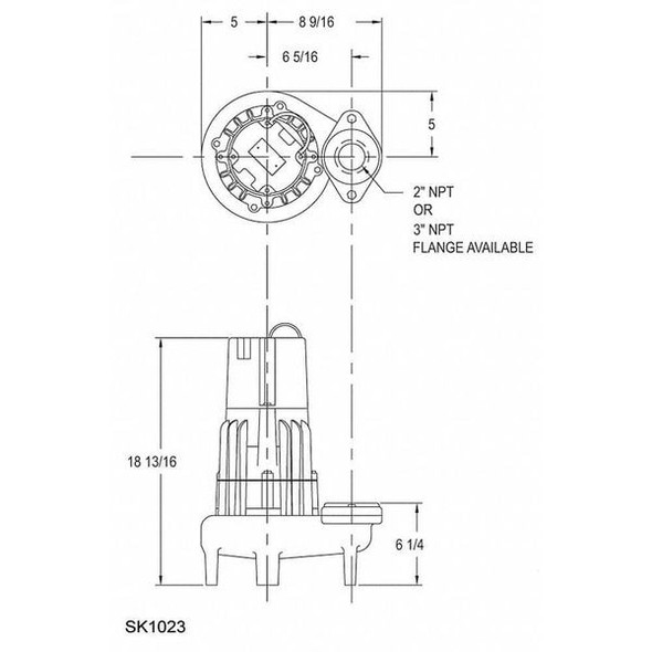 Zoeller Waste-Mate 1/2 HP 3" Auto Submersible Sewage Pump 115V Vertical 282-0001