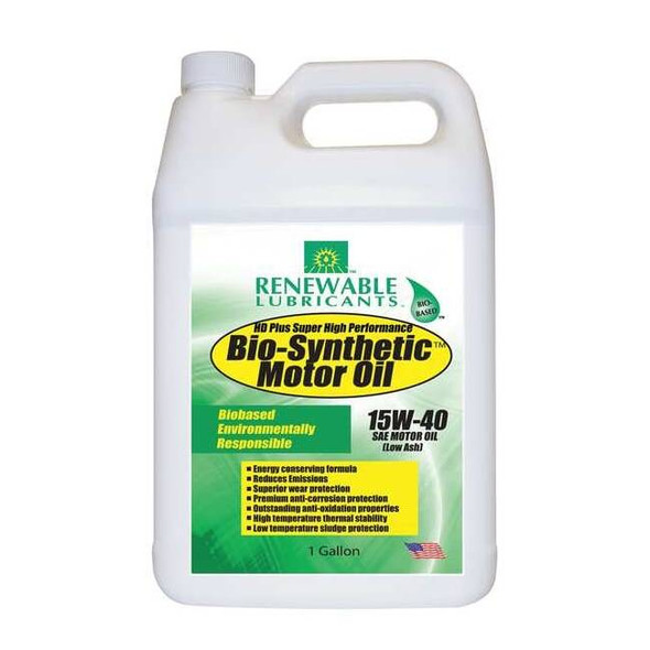 Renewable Lubricants Engine Oil, Bio-Synthetic, 15W-40, 1 Gal. 85353