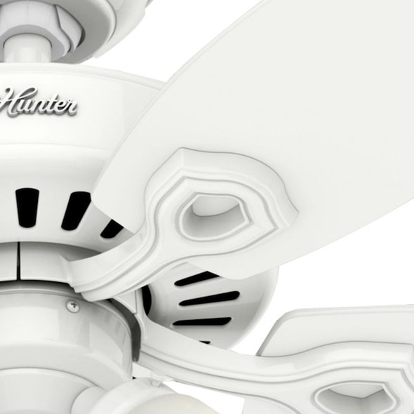 Hunter Decorative Ceiling Fan, 42 in Blade Dia, 5 Blades, 3 Speeds, 120V AC, White 52105